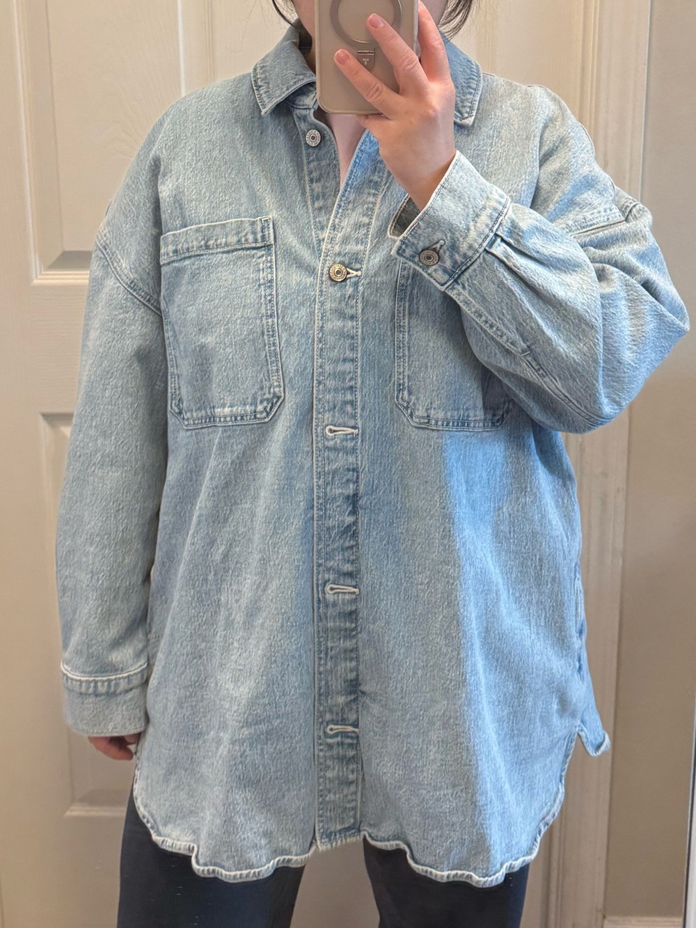 Abercrombie & Fitch Light Blue Oversized Denim Shirt Jacket - Picture 9 of 12